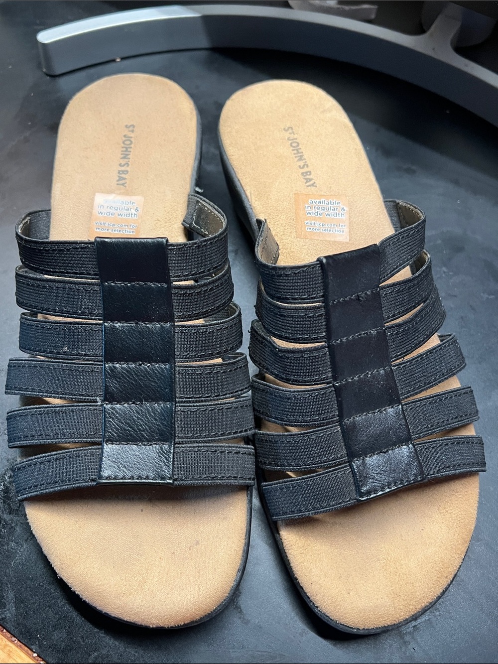 St. John's Bay Black Multi-Strap Slide Sandals  Izabel // for Women
